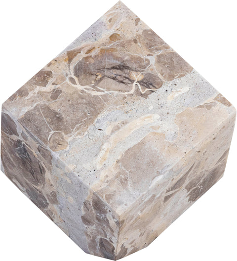 Greer Beige Genuine Marble Decorative Cube, 1 Piece