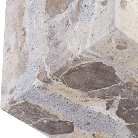 Greer Beige Genuine Marble Decorative Cube, 1 Piece