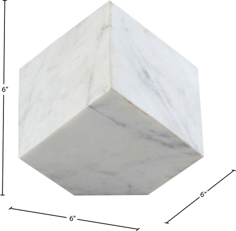 Greer White Genuine Marble Decorative Cube, 1 Piece
