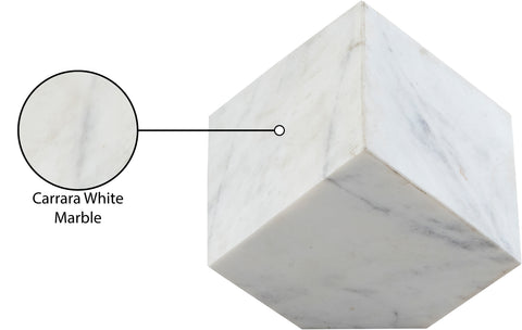 Greer White Genuine Marble Decorative Cube, 1 Piece