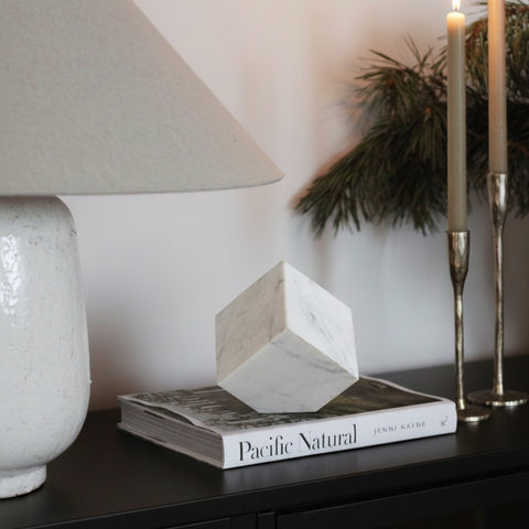 Greer White Genuine Marble Decorative Cube, 1 Piece