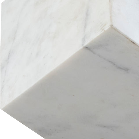 Greer White Genuine Marble Decorative Cube, 1 Piece