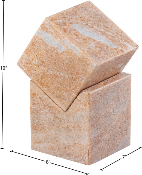 Harper Pink Genuine Marble Decorative Cube, 1 Piece