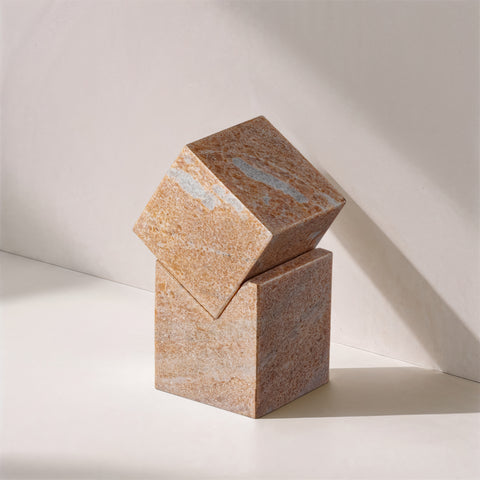 Harper Pink Genuine Marble Decorative Cube, 1 Piece