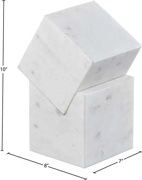 Harper White Genuine Marble Decorative Cube, 1 Piece