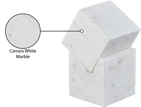Harper White Genuine Marble Decorative Cube, 1 Piece