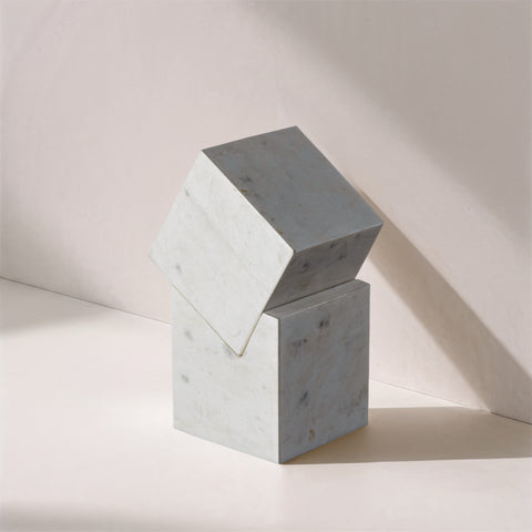 Harper White Genuine Marble Decorative Cube, 1 Piece