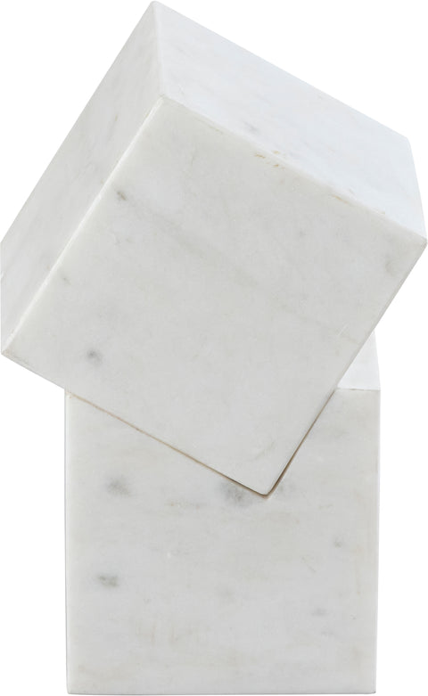 Harper White Genuine Marble Decorative Cube, 1 Piece