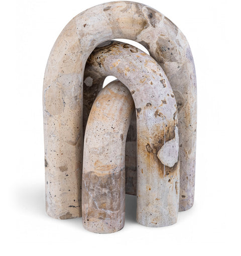 Talia Beige Genuine Marble Decorative Object, 3-Piece