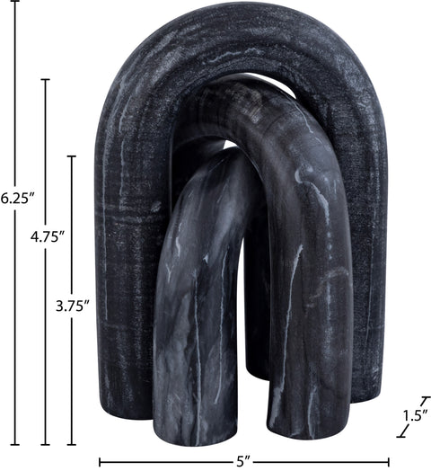 Talia Black Genuine Marble Decorative Object, 3-Piece