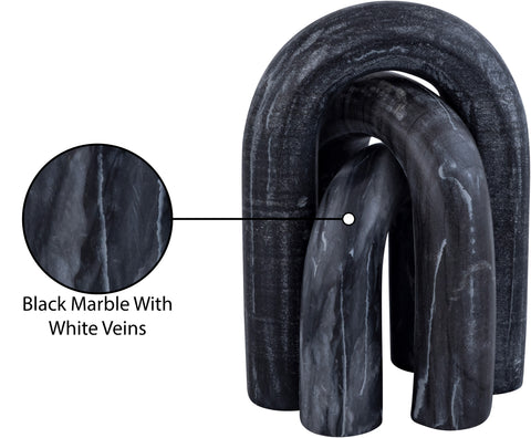 Talia Black Genuine Marble Decorative Object, 3-Piece