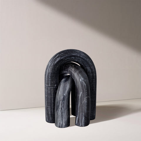 Talia Black Genuine Marble Decorative Object, 3-Piece