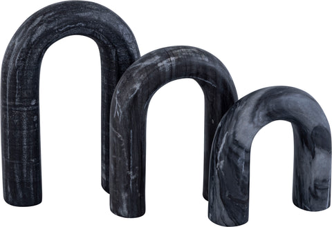 Talia Black Genuine Marble Decorative Object, 3-Piece
