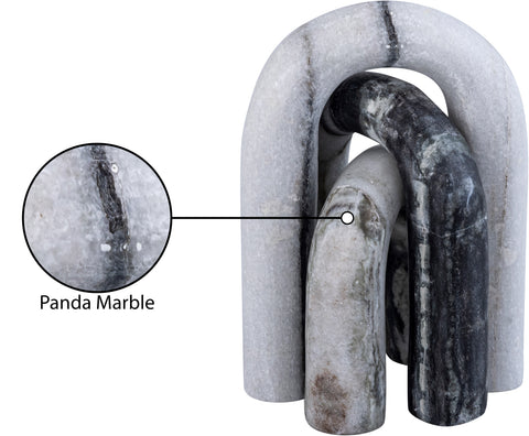 Talia Panda Genuine Marble Decorative Object, 3-Piece