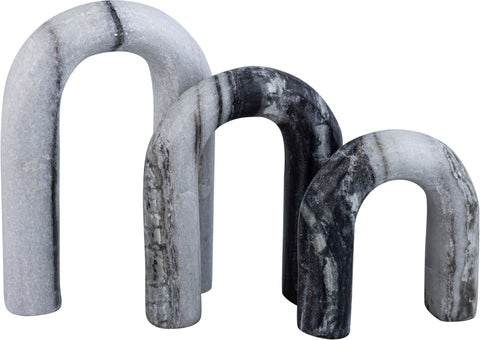 Talia Panda Genuine Marble Decorative Object, 3-Piece