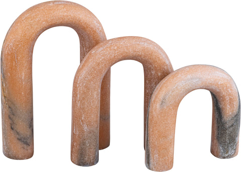 Talia Pink Genuine Marble Decorative Object, 3-Piece