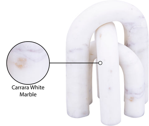 Talia White Genuine Marble Decorative Object, 3-Piece