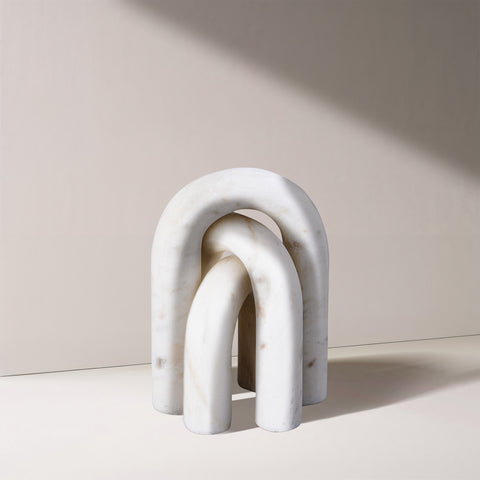 Talia White Genuine Marble Decorative Object, 3-Piece