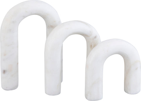 Talia White Genuine Marble Decorative Object, 3-Piece