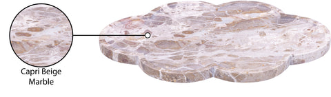 Zadie Beige Clover Shaped Genuine Marble Tray, 1 Piece