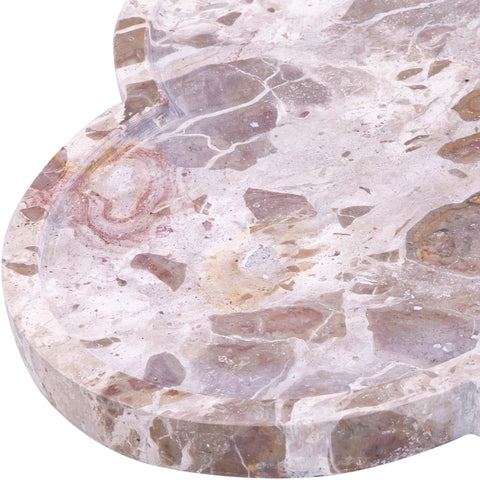 Zadie Beige Clover Shaped Genuine Marble Tray, 1 Piece
