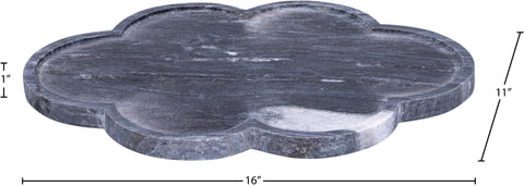 Zadie Black Clover Shaped Genuine Marble Tray, 1 Piece