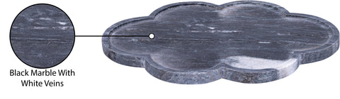 Zadie Black Clover Shaped Genuine Marble Tray, 1 Piece