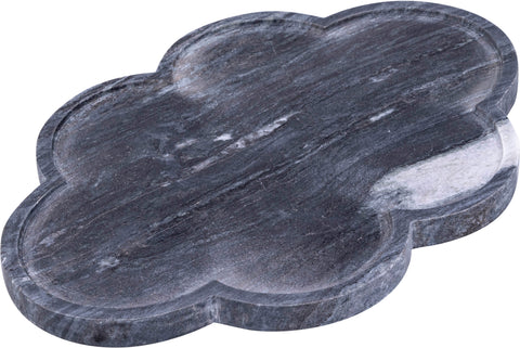 Zadie Black Clover Shaped Genuine Marble Tray, 1 Piece