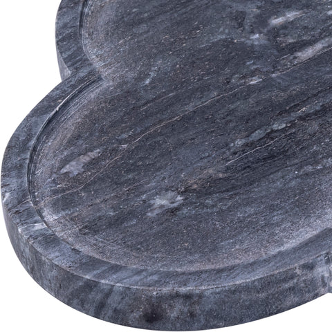 Zadie Black Clover Shaped Genuine Marble Tray, 1 Piece