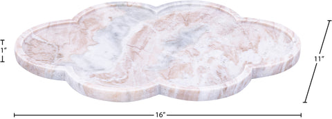 Zadie Brown Clover Shaped Genuine Marble Tray, 1 Piece