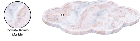 Zadie Brown Clover Shaped Genuine Marble Tray, 1 Piece