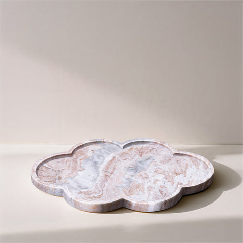 Zadie Brown Clover Shaped Genuine Marble Tray, 1 Piece