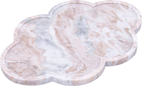Zadie Brown Clover Shaped Genuine Marble Tray, 1 Piece