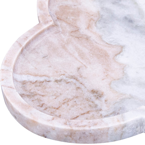 Zadie Brown Clover Shaped Genuine Marble Tray, 1 Piece