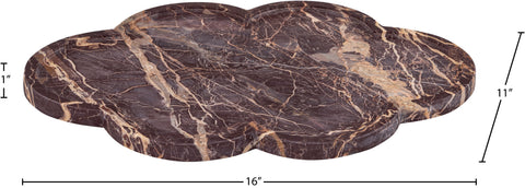Zadie Cherry Clover Shaped Genuine Marble Tray, 1 Piece