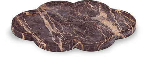 Zadie Cherry Clover Shaped Genuine Marble Tray, 1 Piece