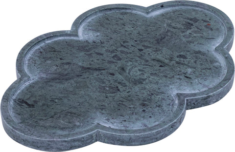 Zadie Green Clover Shaped Genuine Marble Tray, 1 Piece