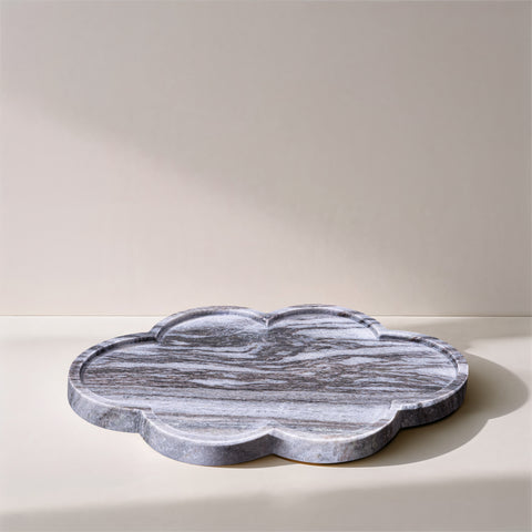 Zadie Panda Clover Shaped Genuine Marble Tray, 1 Piece