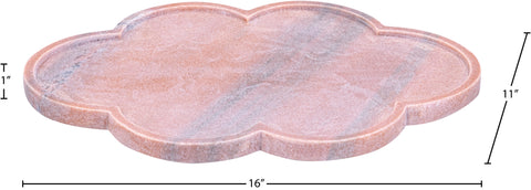 Zadie Pink Clover Shaped Genuine Marble Tray, 1 Piece