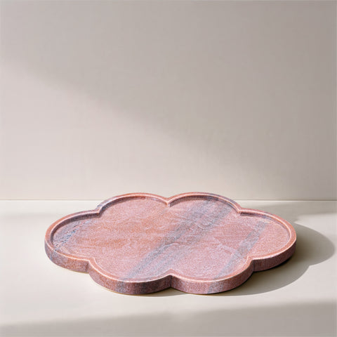Zadie Pink Clover Shaped Genuine Marble Tray, 1 Piece