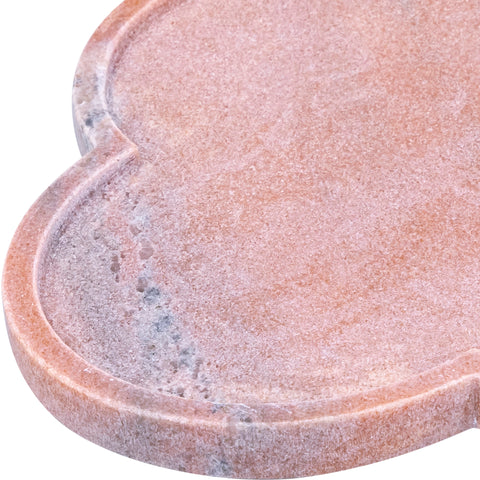 Zadie Pink Clover Shaped Genuine Marble Tray, 1 Piece