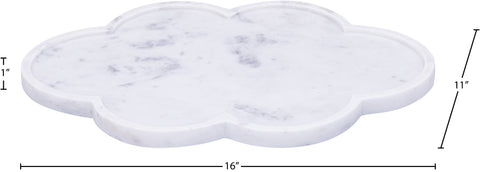 Zadie White Clover Shaped Genuine Marble Tray, 1 Piece