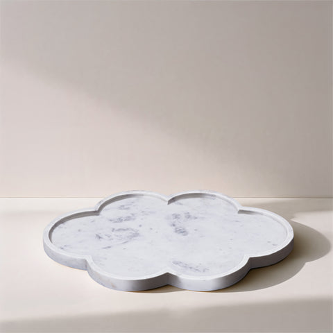Zadie White Clover Shaped Genuine Marble Tray, 1 Piece
