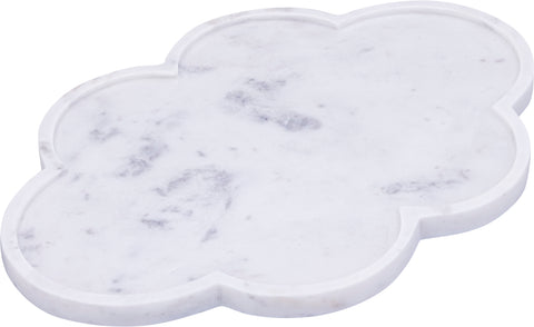 Zadie White Clover Shaped Genuine Marble Tray, 1 Piece