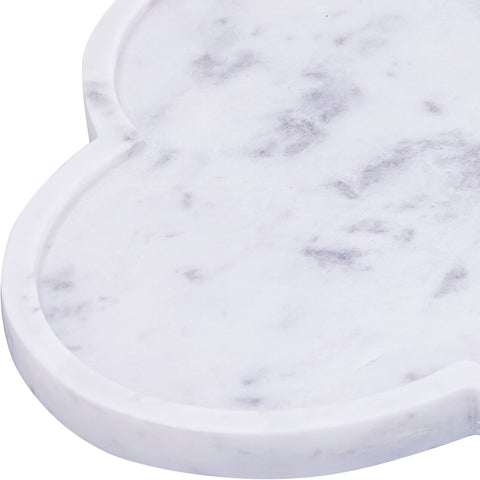 Zadie White Clover Shaped Genuine Marble Tray, 1 Piece
