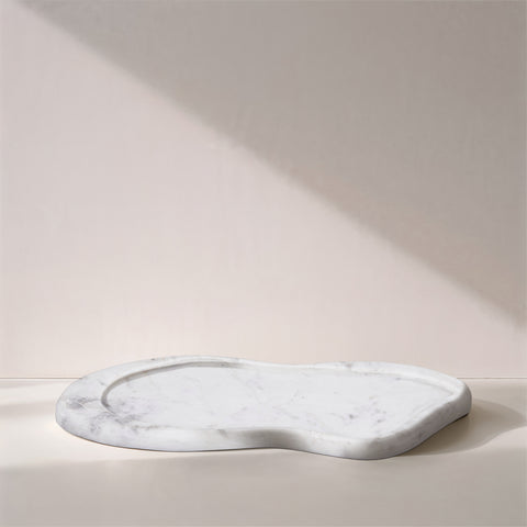 Isolde White Genuine Marble Tray, 1 Piece