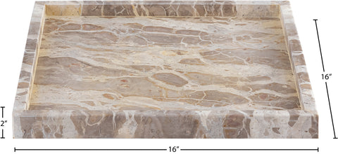 Jessa Beige Square Genuine Marble Tray, 1 Piece