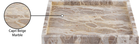 Jessa Beige Square Genuine Marble Tray, 1 Piece