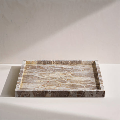 Jessa Beige Square Genuine Marble Tray, 1 Piece