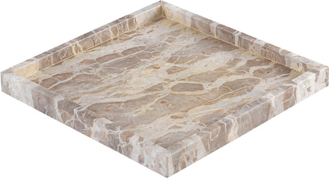 Jessa Beige Square Genuine Marble Tray, 1 Piece